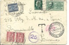 1941 25C+1,25L ESPRESSO DA FIRENZE TASSATO A QUARCIANELLA LIVORNO CON 10C+20CX2