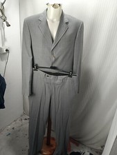 Articolo e2505 abito uomo Loro Piana grigio a righe, taglia IT52, misure giacca: