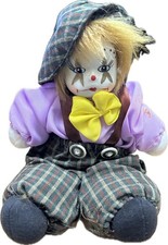 Bambola di Porcellana da Collezione Clown Verde Vintage Altezza 17 in ceramica