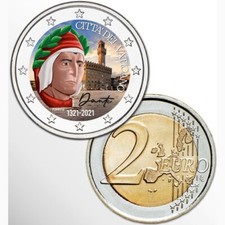 2 € EURO - VATICANO 2021 - DANTE - COLORATO - SUBITO DISPONIBILE!!!
