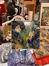 Quadro Originale Astratto Con La Resina Epossidica Ed I Cristalli, 20x20cm