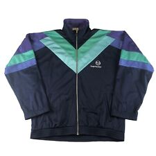 Vintage 90s Sergio Tacchini Black and Multicolour Track Jacket XL