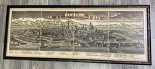Antica stampa incorniciata Veduta della città di Torino (Turin) 122x48x2cm mappa