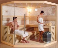 SAUNA FINLANDESE 200X200 cm USB PC OZONO BLUETOOTH 7COLORI AROMA STELLATO 7POSTI