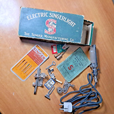 Singer vintage contenitore di utensili, libretto istruzioni e lampada