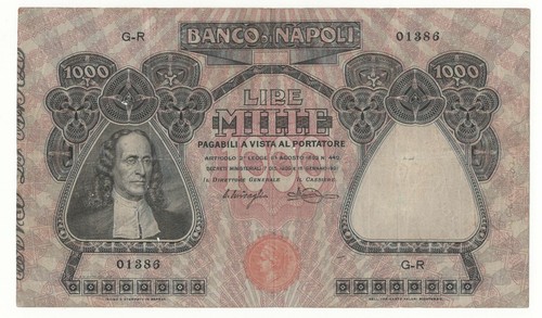 1000 lire banco napoli - lire, di