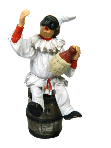 Pulcinella con fiasco vino - pulcinella,