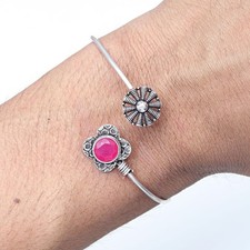 Bracciali per gioielli fatti a mano con pietre preziose rubino regolabili da 7""