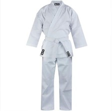 BLITZ BAMBINI ADULTI STUDENTE GI KARATE AIKIDO UNIFORME BIANCA CINTURA BIANCA GRATUITA