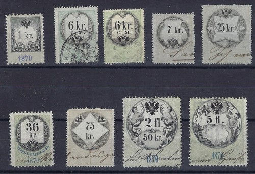 Ungheria 1870 8 francobolli - ungheria,, 1870,
