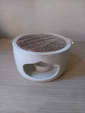 SCALDA TEIERA IN CERAMICA, CON PORTACANDELA