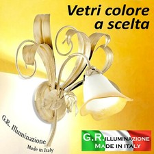 APPLIQUE IN FERRO BATTUTO 1 LUCE AVORIO ORO LAMPADA DA PARETE BAGNO CUCINA Doge