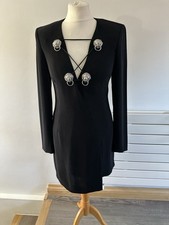 Gianni Versus Versace mini abito nero dettagli piercing leone su 42 uk10