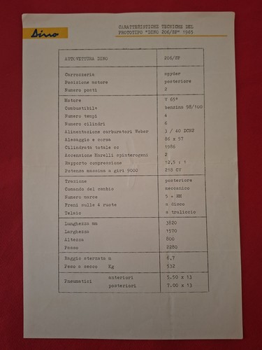 Ferrari prototipo dino - prototipo, 206/sp