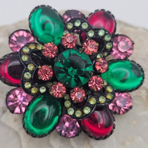 Spilla cabachon rosso verde - spilla, e