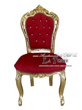 Sedia poltrona still Luigi XV legno barocco oro velluto rosso swarovski AL1826