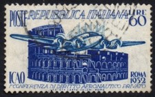 ITALIA 1952 - 697 - Usato 60 lire ICAO Diritto Aeronautico Privato #S#XOU