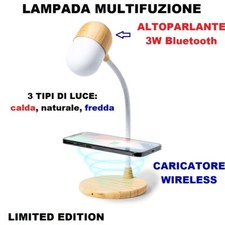 LAMPADA 14 Led CARICA BATTERIA WIRELESS 10W ALTOPARLANTE CASSA 3W Bluetooth