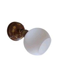 Applique da parete faretto orientabile Ruggine vetro sfera bianca rustica 1 luce