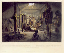 Interno della capanna di un capo 22x30 Karl Bodmer arte indiana nativi americani