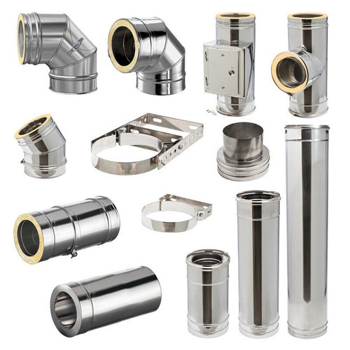 Tubo stufa acciaio - inox, doppia