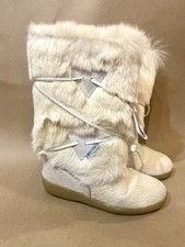 Stivali vintage Pajar donna nappa cravatta pelliccia pelo di capra taglia 7 US/38 EU Italia Canada