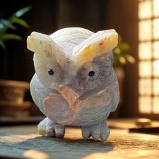 Scultura gufo amazzonite intagliata a mano saggezza verità pietra intuizione intuizione regalo