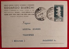 CARTOLINA   BICICLETTE EDOARDO BIANCHI MILANO  1938 ( C 71 )