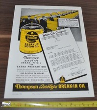 1941 Yellow Cab Taxi Ad San Francisco Thompson Aerotype Motor Oil DeSoto Taxicab