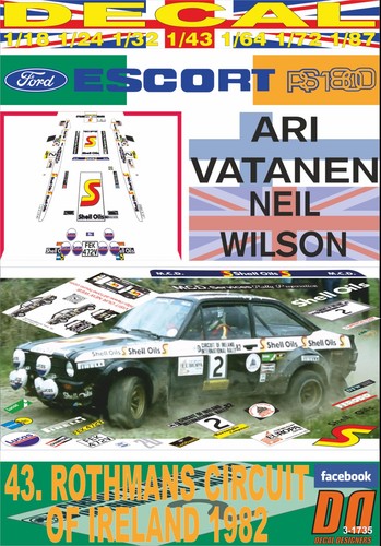 Decal ford escort 1800 - rs, mkii