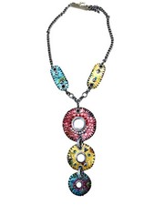 COLLANA DECORAZIONI IN ECOPELLE CON BRILLANTINI  BIGIOTTERIA CIRCONF. CM 60