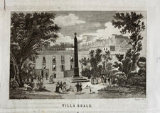 CAMPANIA-ANTICA ANIMATA VEDUTA-VILLA REALE-PIAZZA CON OBELISCO-GIOCHI DI BIMBI