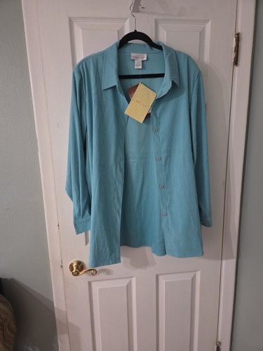 Susan graver teal shacket 1x - teal,