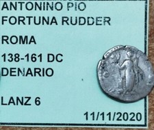 RARO DENARIO  IMP. ANTONINO PIO FORTUNA RUDDER AR.