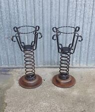 PORTAVASO FERRO BATTUTO LEGNO  H.70 D.30-35  PORTAVASO INTERNO ESTERNO RARO 