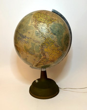 LAMPADA DA TAVOLO GLOBO FISICO POLITICO anni '50 CARLO BRANDONI TORINO G. PUGNO