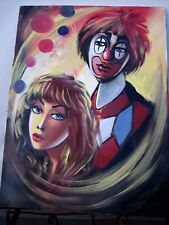 Olio su Tela  di Romano Mussolini pagliaccio  il Clown 60 x 80 