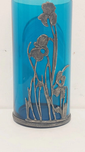 Vaso cristallo blu con - vaso,