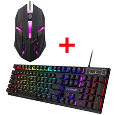Tastiera Meccanica 104 Tasti Illuminata + Mouse Gaming USB Retroilluminata RGB
