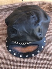 Harley Davidson Leather Cap Cappello Pelle Vintage Nero