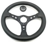 Volante sterzo sportivo con razze nere e pulsante clacson diam 330 per Fiat 500