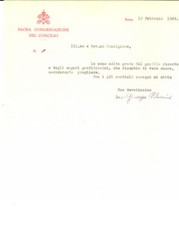 1966 ROMA SACRA CONGREGATIO CONCILII Auguri mons. Giuseppe PALAZZINI *Autografo