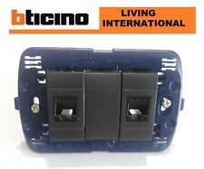 2 presa di rete dati rj45 cat6 bticino living international nero con supporto