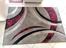 Tappeto moderno astratto 120 x 170 cm Design Grigio Nero Rosso stile resistente