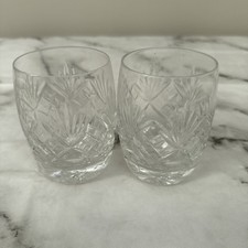 Crystal Cut Glass Whisky Tumbler / Brandy Glasses, Set of 2.     (B22)