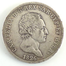 5 lire, Carlo Felice, argento