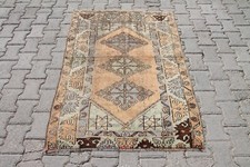 Tappeto vintage beige e blu