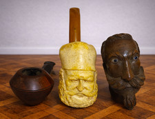 Set di 3 pipe antiche in legno