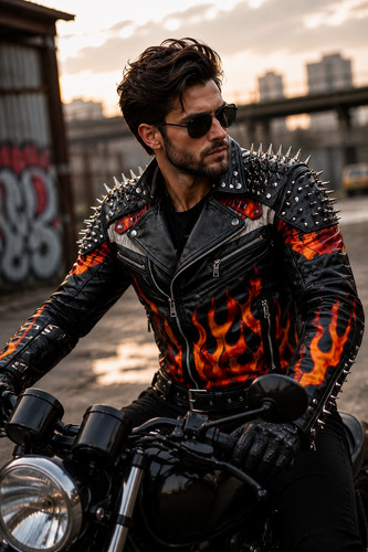 Giacca motociclista uomo pelle