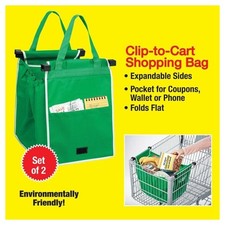 2 BORSE BORSA SHOPPING BAG CARRELLO SPESA CON GANCI PER APPENDERE SUPERMERCATO